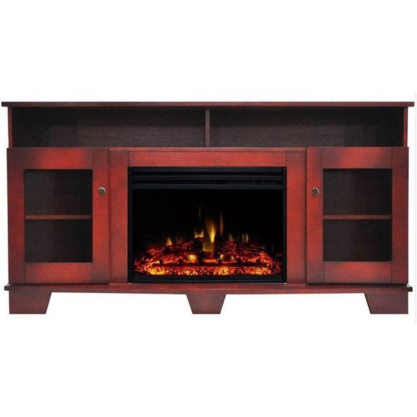 Cambridge Cambridge CAM6022-1CHRLG3 Savona Electric Fireplace Heater with 59 in. Cherry TV Stand Enhanced Log Display; Multi Color Flames & Remote CAM6022-1CHRLG3